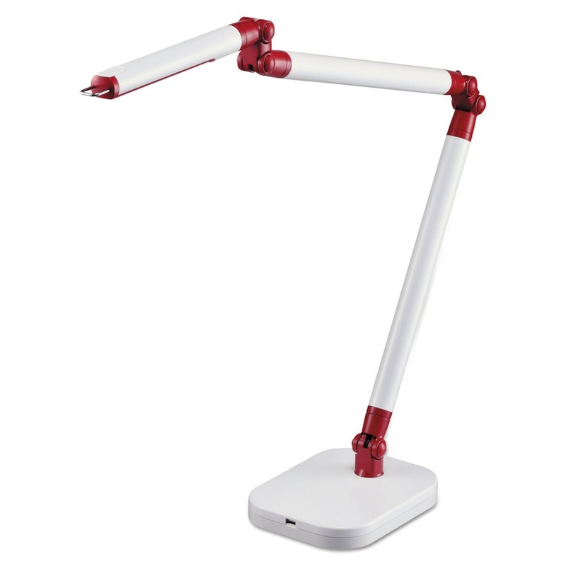 BLACK+DECKER PureOptics SummitFlex Ultra Reach LED Desk Light 2 Prong 29 1/2-inch White/Red