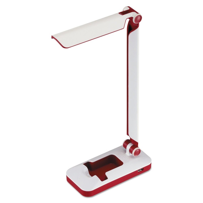BLACKDECKER PureOptics Verve Folding LED Desk Light 2 Prong 16 inches White/Red