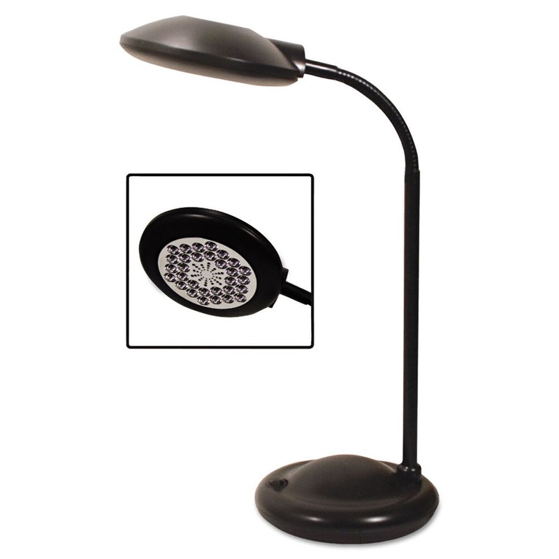 Ledu 30 LED Light Array Desk Lamp Gooseneck 5-1/2-inch wide x 15-inch high Black