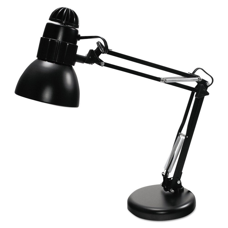 Ledu Incandescent Knight Swing Arm Desk Lamp Weighted Base 22-inch Reach Matte Black