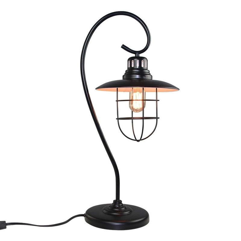 LNC 1-Light Coastal Beside Table Lamp Black Desk Lamps