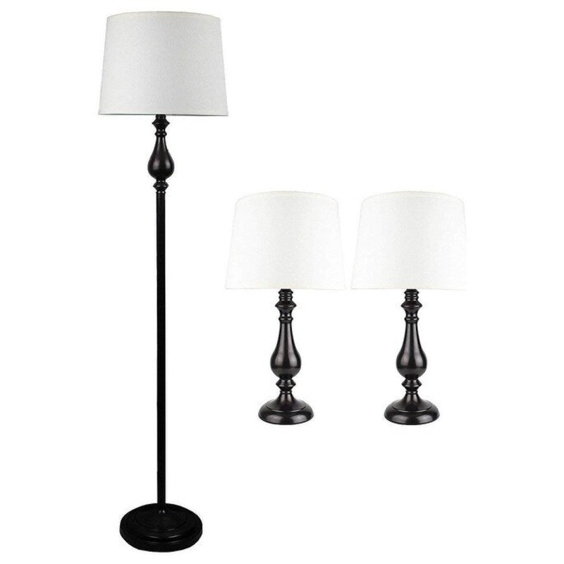 McKinley 3-Piece Table and Floor Lamp Set, Oil-rubbed Bronze