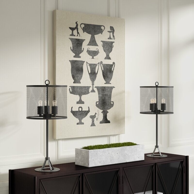 Set of 2 Pullman Industrial Farmhouse Table Lamps, 24.5 inch Tall
