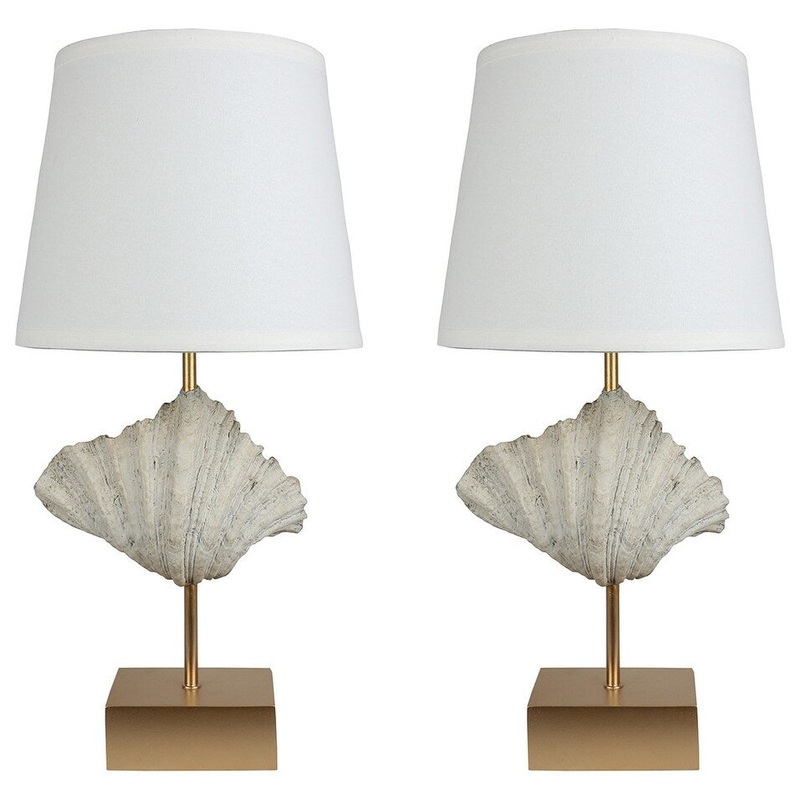 Set of 2 Shell Table Lamps, Copper, 22 1/2" Tall