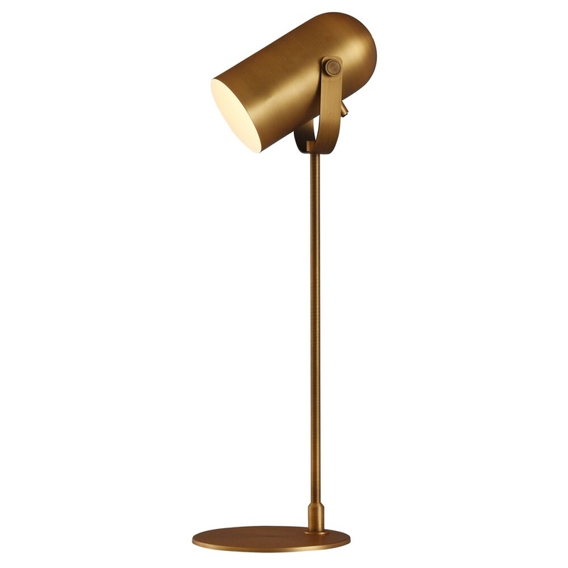 StyleCraft Brass Off Center Stem Task Lamp with Articulating Capsule Shade