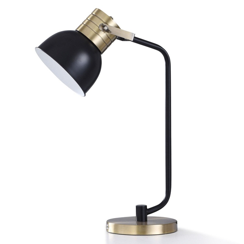 StyleCraft Elmsdale Matte Black and Brushed Brass Metal Desk Lamp