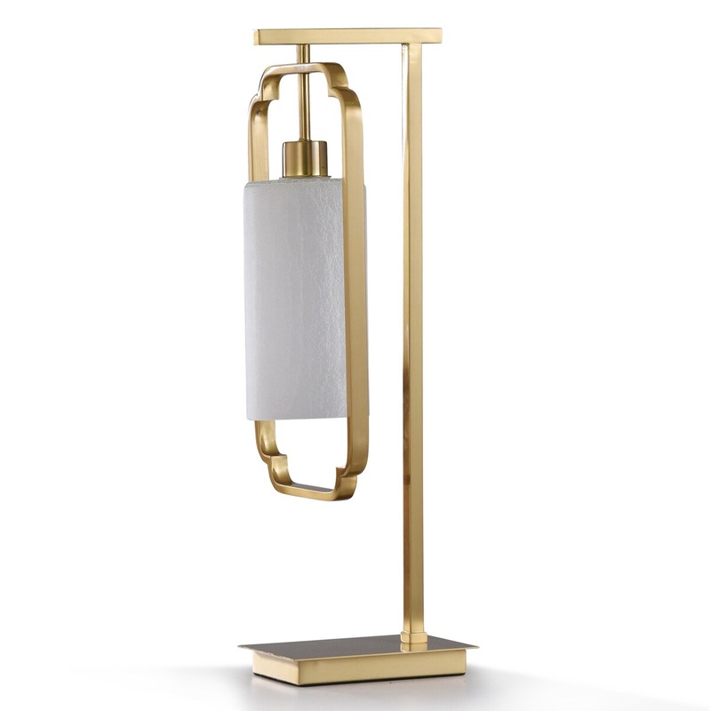 StyleCraft Satin Brass Metal and Glass Desk Lamp