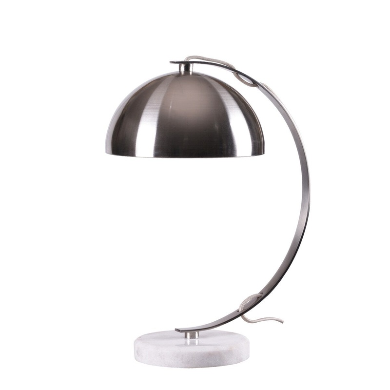 Jess Brushed Steel with Marble Base 17 Inch Desk Lamp - 11" x 17"