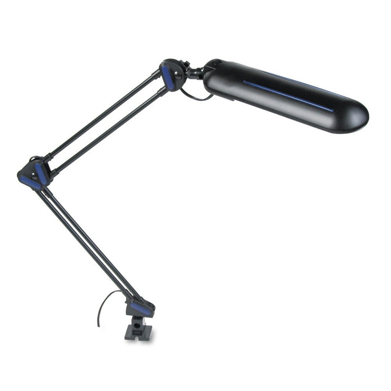 Ledu Adjustable Fluorescent Clamp-On Task Lamp 28-inch Arm Reach Black
