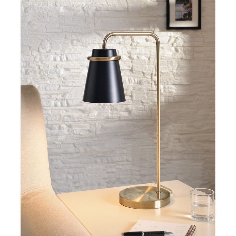 Carrington Black and Antique Brass Finish Desk Lamp