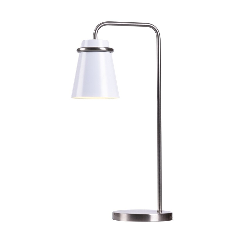Carrington White and Brushed Steel 23 Inch Desk Lamp - 11" x 23"