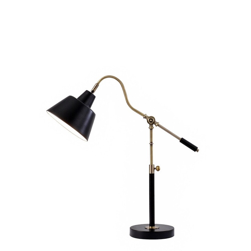 Catalina Lighting 19944-001 Antique Brass and Matte Black Metal 26-inch Adjustable Desk Lamp (Bulb Included)