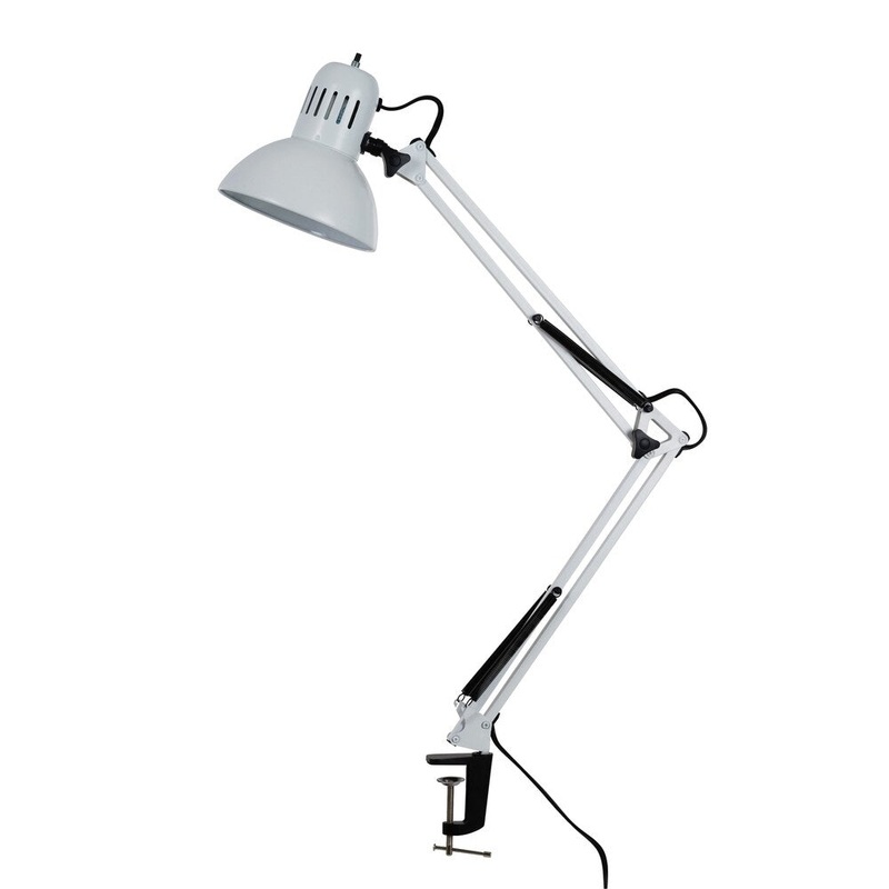 Catalina Lighting Maddox 37.4-Inch Swing Arm with Metal Clamp-on Desk Lamp, 17347-008 White