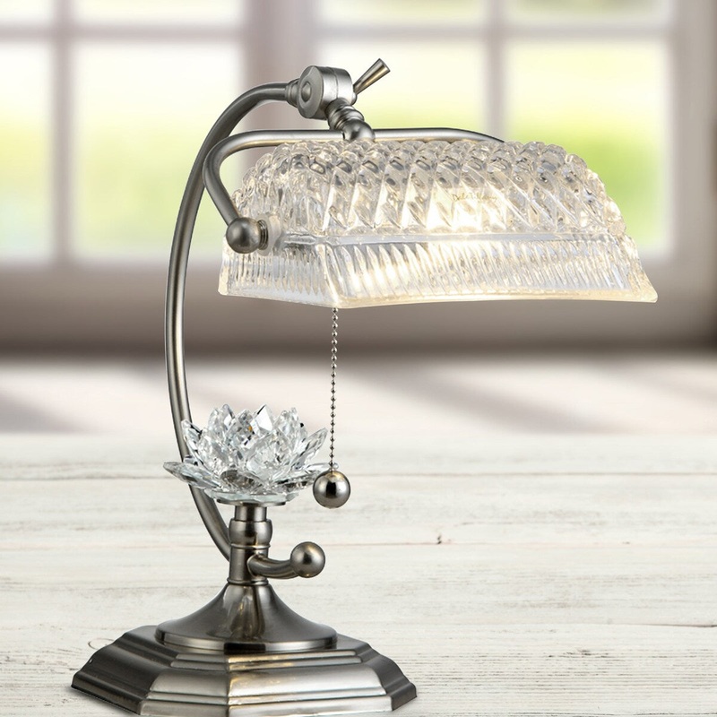 Devlin Crystal Desk Lamp - Satin Nickel