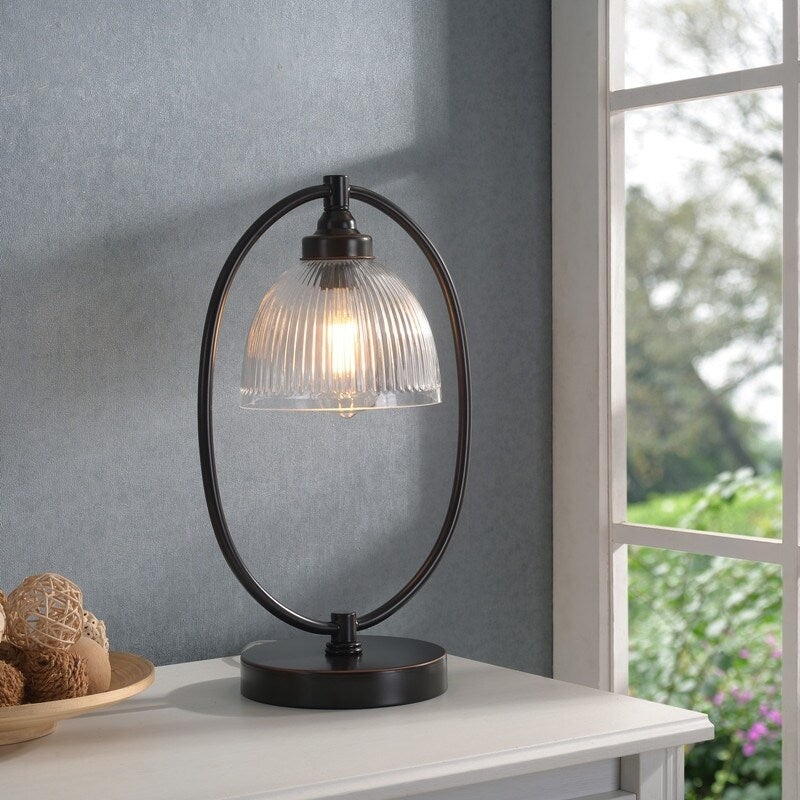 Diplomat Oil Rubbed Bronze and Glass Banker's Style Lamp - 11" x 17"