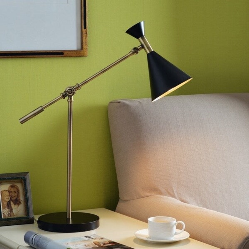 Draper Black and Antique Brass Finish Desk Lamp - 20-27" H