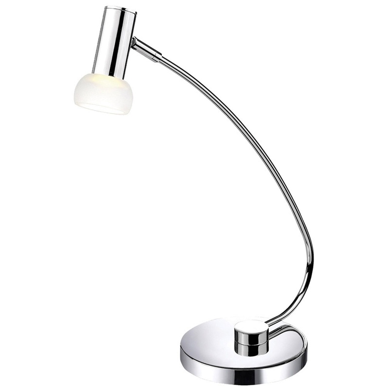 Eglo Glossy Chrome LED Desk Lamp with White Glass
