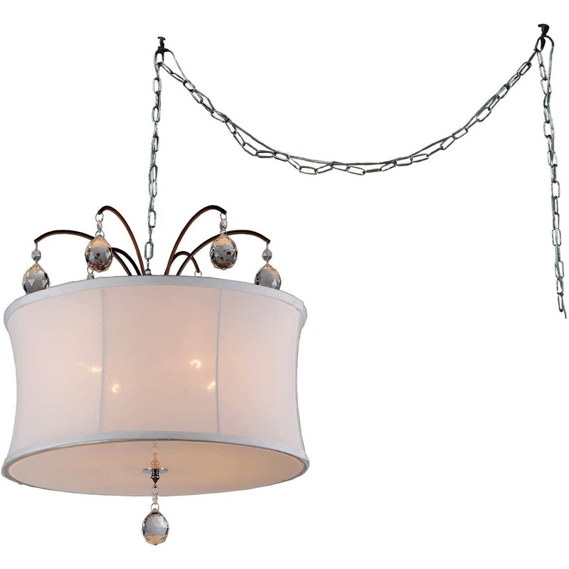 Felicity 5-light White Fabric 18-inch Bronze Swag Lamp