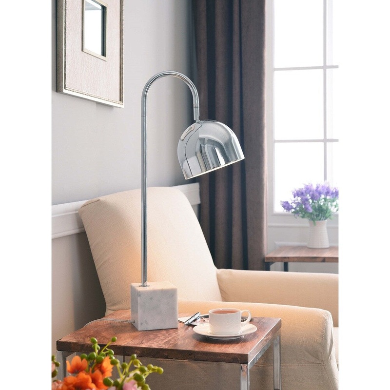 Hardliner 28-inch Chrome and Marble Desk Lamp