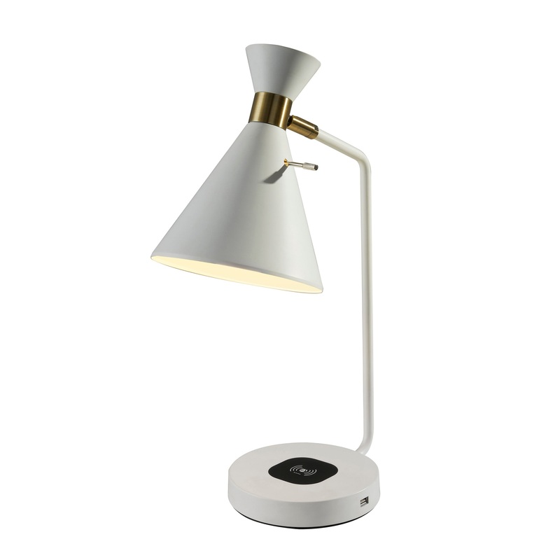 Maxine Matte White AdessoCharge Desk Lamp