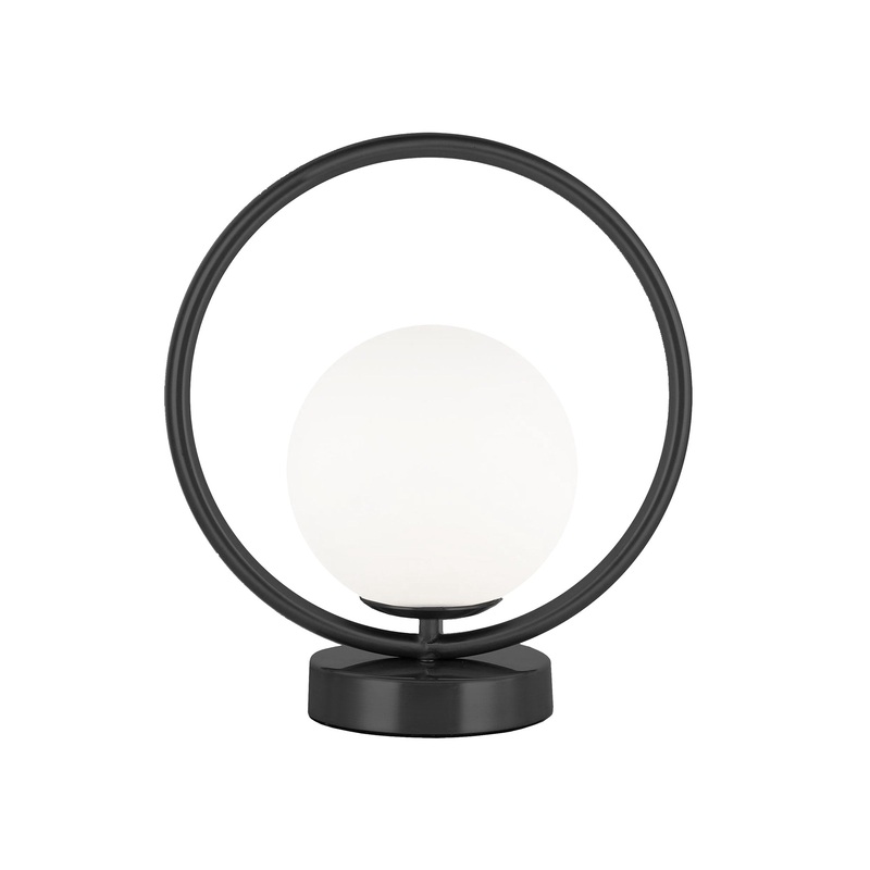Dainolite Adrienna 1 Light Table Lamp - Matte Black Finish - White Opal Glass