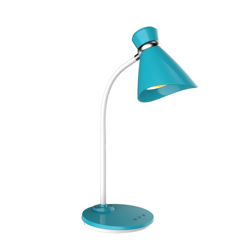 Dainolite LED Table Lamp - 6W - White Finish - Blue/White Shade
