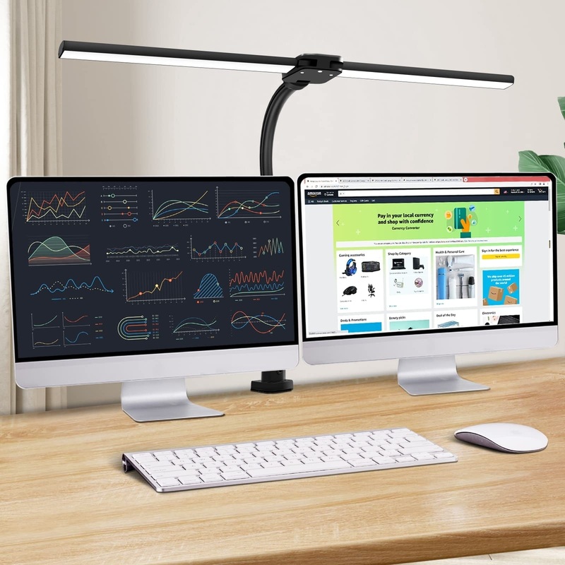 Double Head LED Desk Lamp Modern Architect Desk Lamp, 24W Brightest Workbench Lighting-5 Color Modes