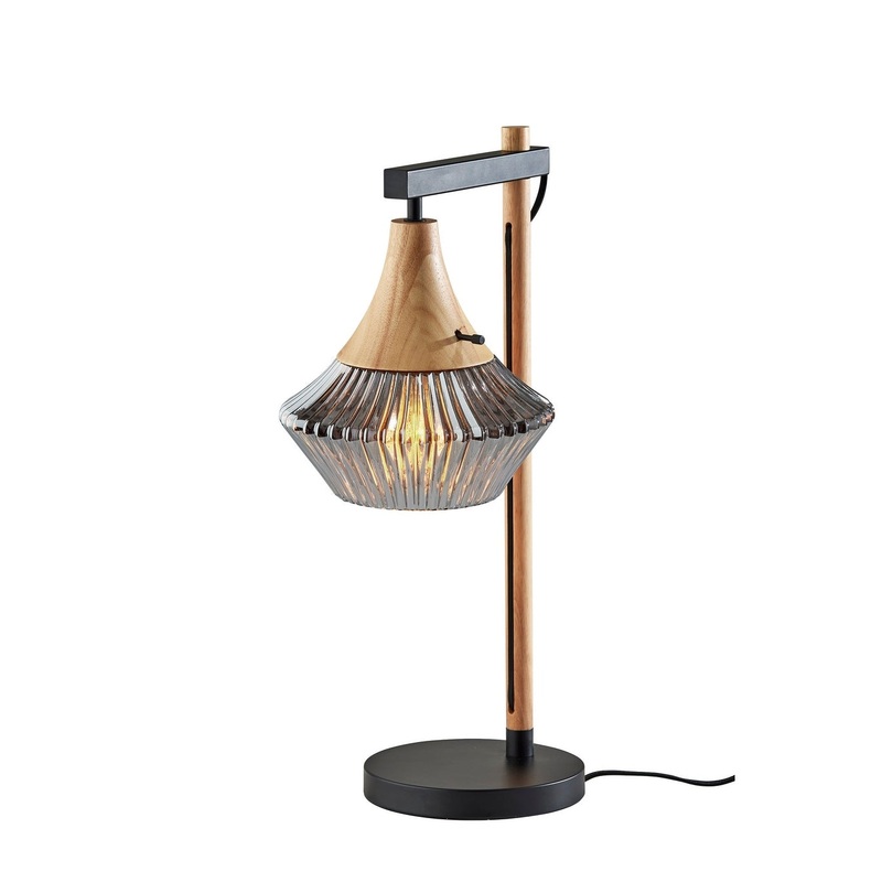 Elsie Table Lamp - Black & Natural Wood