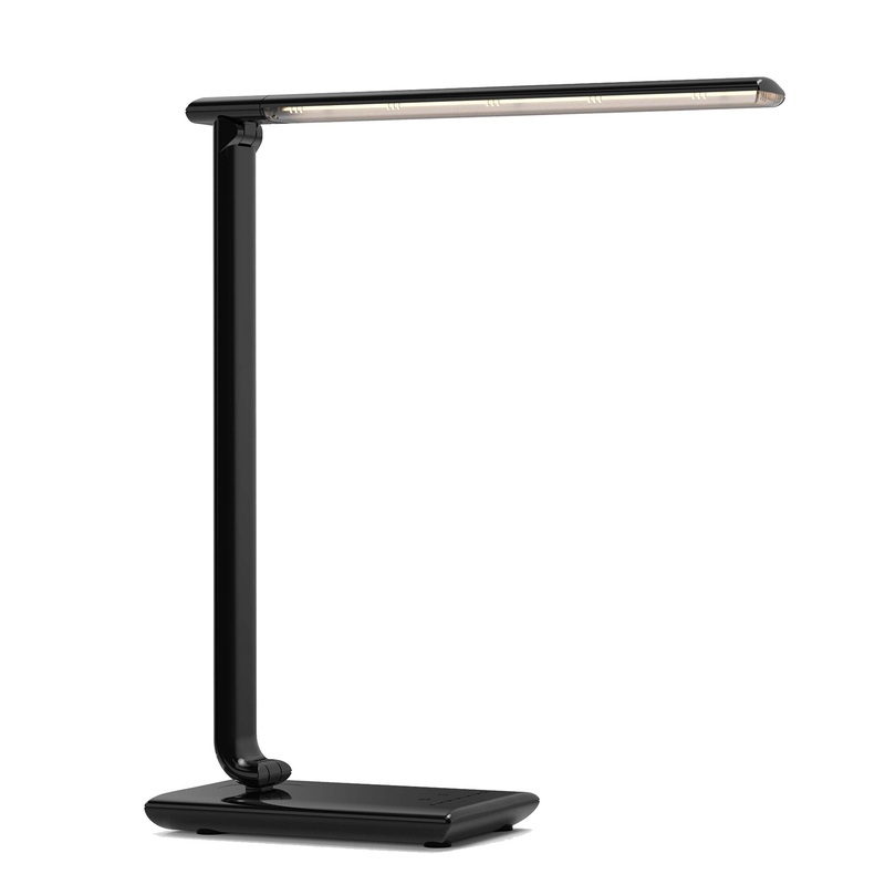 LED 16.9 Dimmable Black Desk Lamp with USB Port - 7.7"L x 5.9"W x 16.9"H