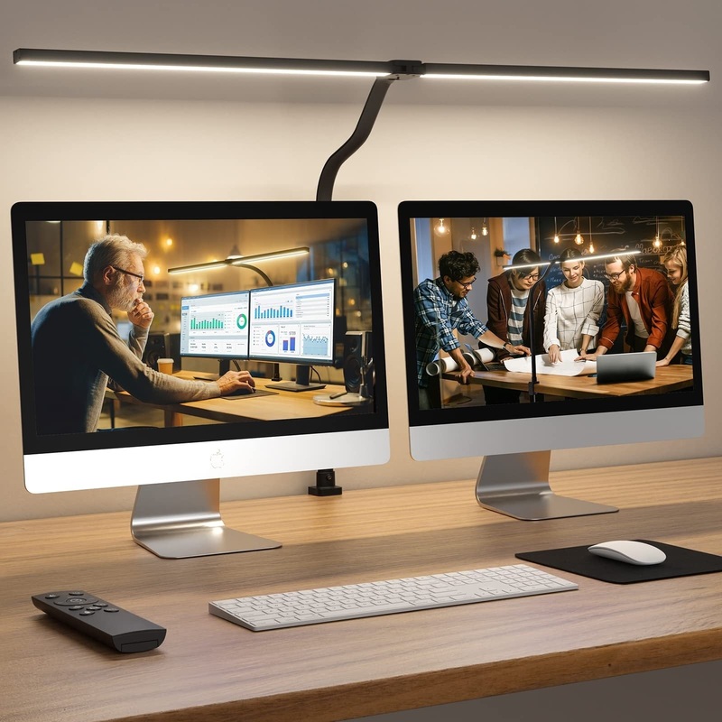 LED Desk Lamp, Remote Control Computer Desk Light Bright Desktop Light 100 Lighting Modes Dimmable Clamp Desk Lighting