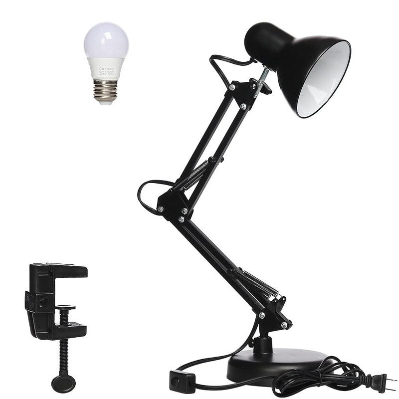 Led Desk Lamp with Clamp - Swing Arm Desk Lamp with 1 LED Cold Light Bulbs 6500K - Folding Table LampUsed for Office