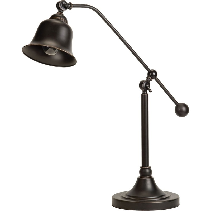 Madison Adjustable Dark Bronze Table Desk Lamp with Bowl Shade