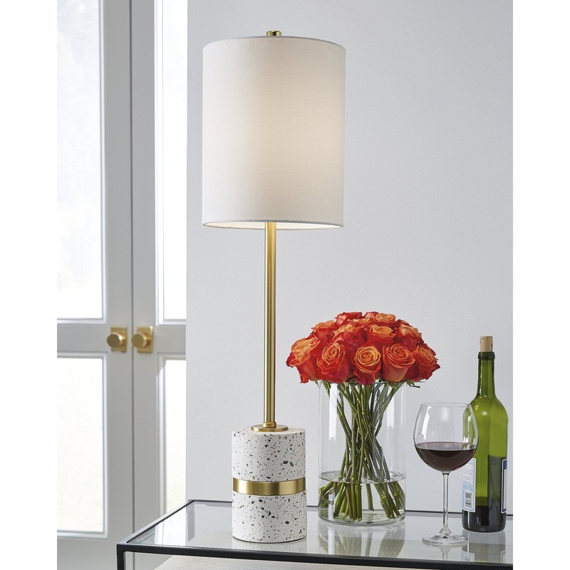 Maywick White/Brass Finish Metal Desk Lamp