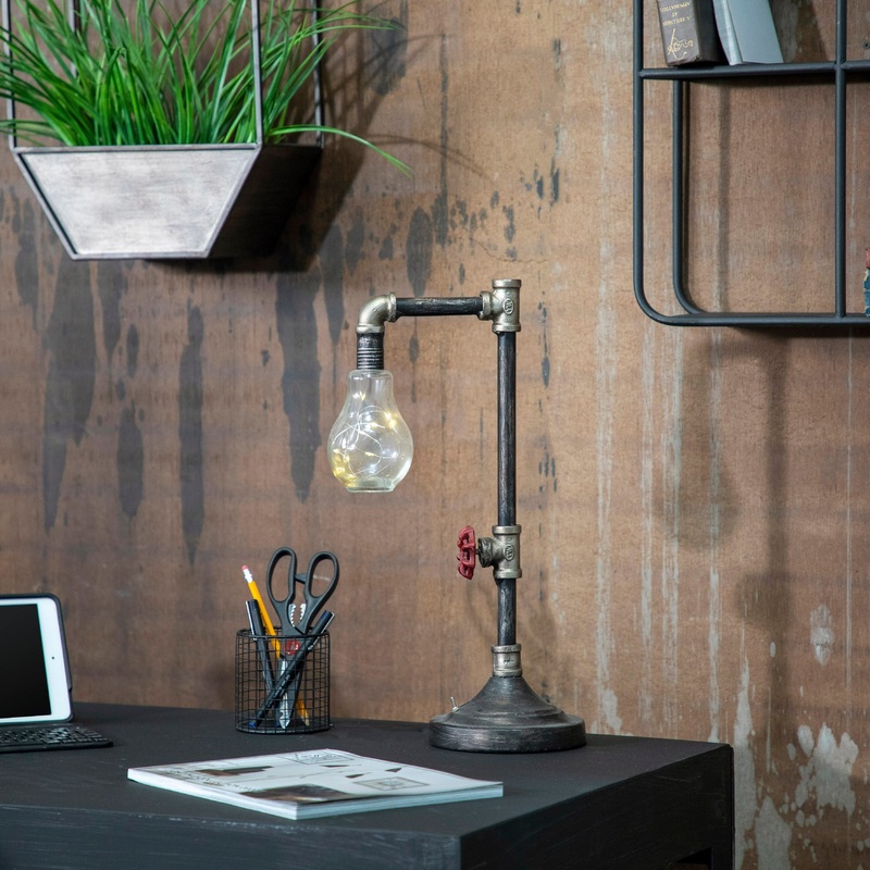 Metal Pipe Bo Table Lamp with Stringed Led 17.5"H - 10.5" x 6.0" x 17.5"