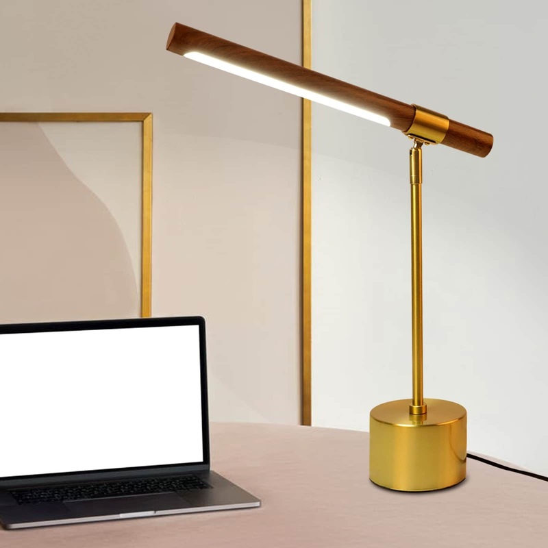 Modern Banker LED Desk Lamp Adjustable Brass Base Dimmable