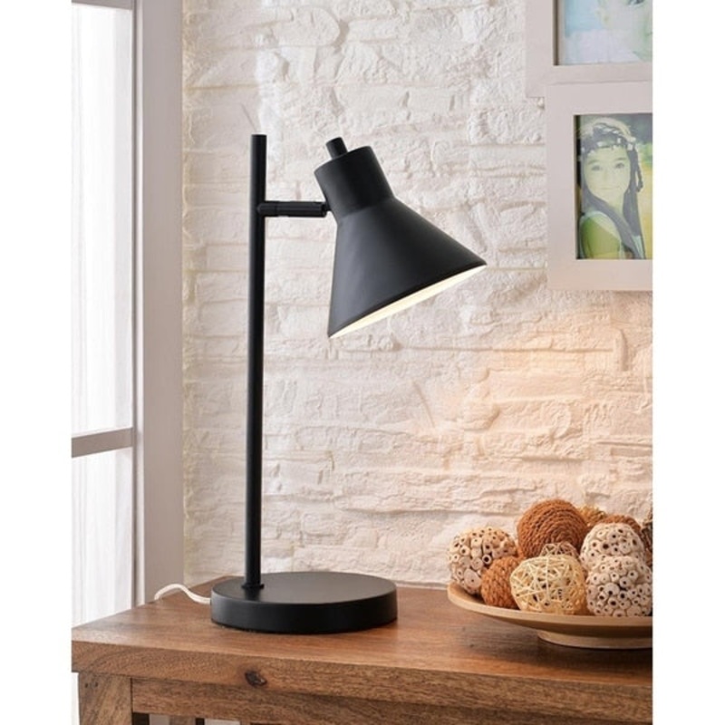Poplar Black Desk Lamp - 7" x 10.5" x 18"H