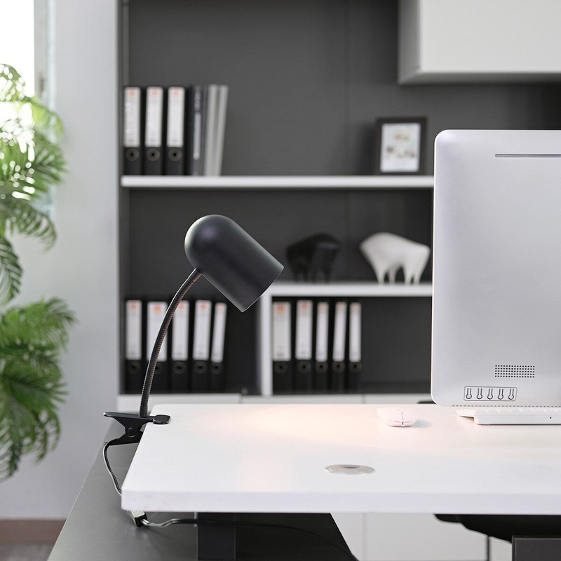 Carter 15" Matte Black Clip-Arm Desk Lamp with Adjustable Gooseneck Arm - one size