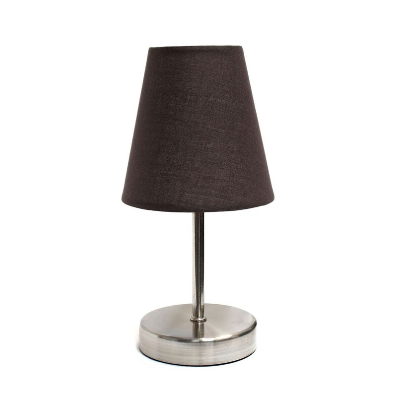 Creekwood 10.5" Traditional Petite Metal Stick Bedside Table Desk Lamp - Sand Nickel/Brown - 6x6x9.5