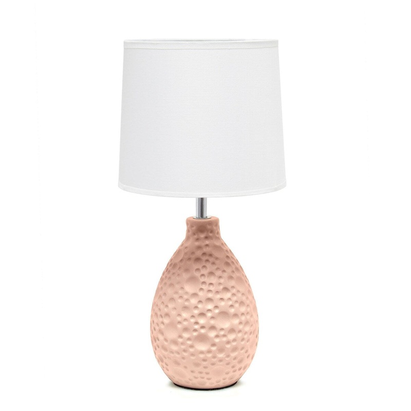 Creekwood 14.17" Traditional Ceramic Thumbprint Drop Shaped Table Lamp - Pink - 8.07x7.95x12.8