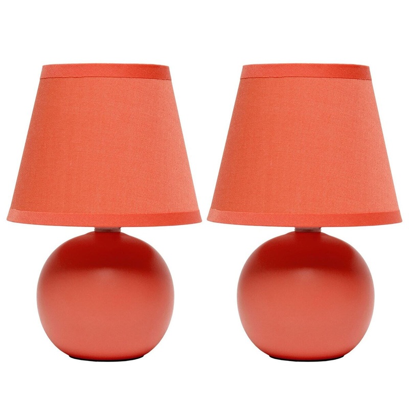 Creekwood 8.66" Traditional Ceramic Orb Base Table Desk Lamp, Set of 2 - Orange - 12.20x6.29x8.26