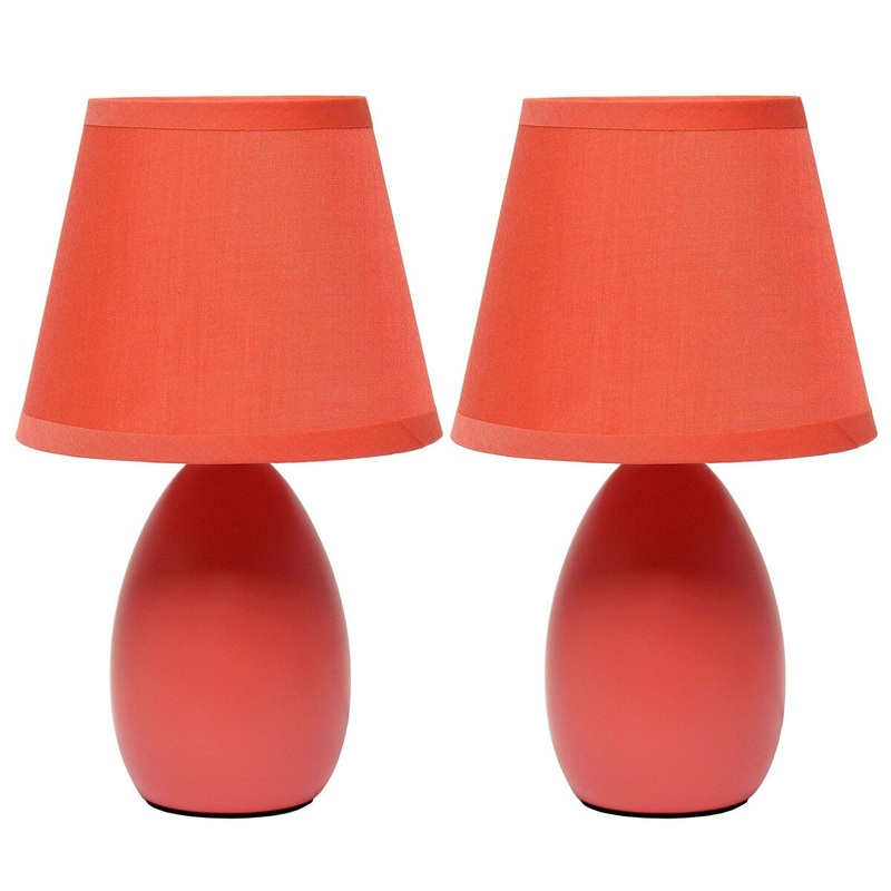 Creekwood 9.45" Ceramic Oblong Bedside Table Desk Lamp, Two Pack Set - Orange - 12.20x6.29x8.07