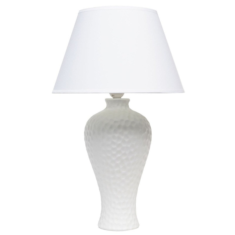 Creekwood Home 20.08" Ceramic Textured Imprint Winding Table Desk Lamp - White - 14.57x14.57x14.96