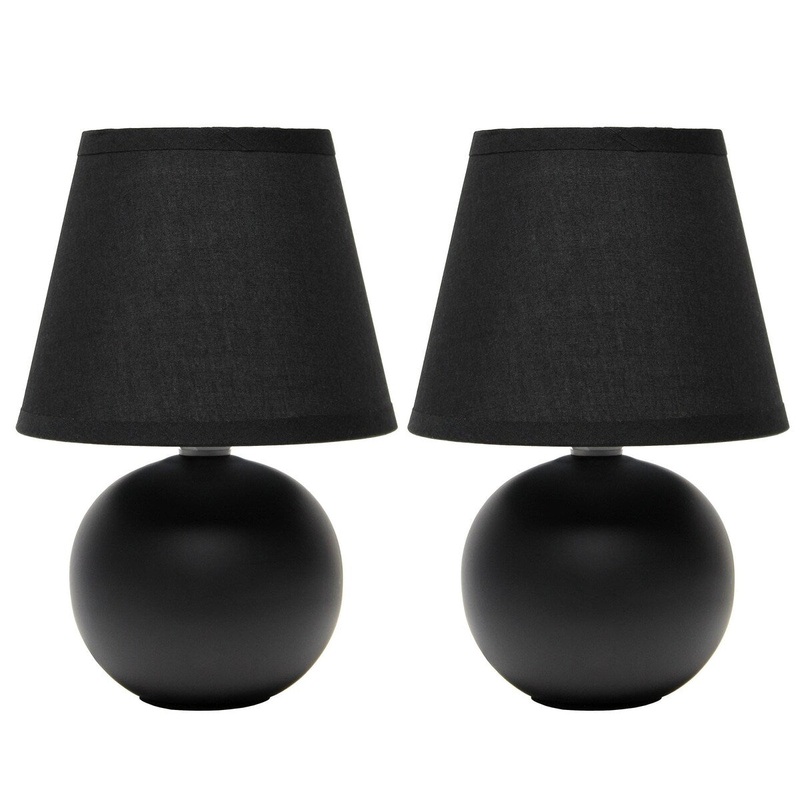 Creekwood Nauru 8.66" Ceramic Orb Bedside Table Desk Lamp Two Pack Set - Black - 12.20x6.29x8.26