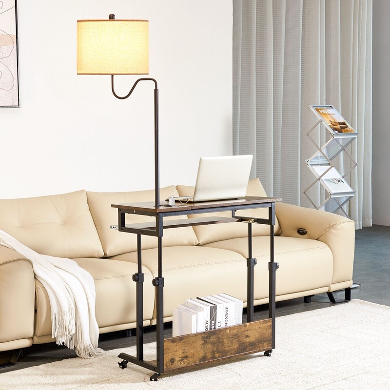 Desk with Desk Lamp, Wheels, Keyboard Tray