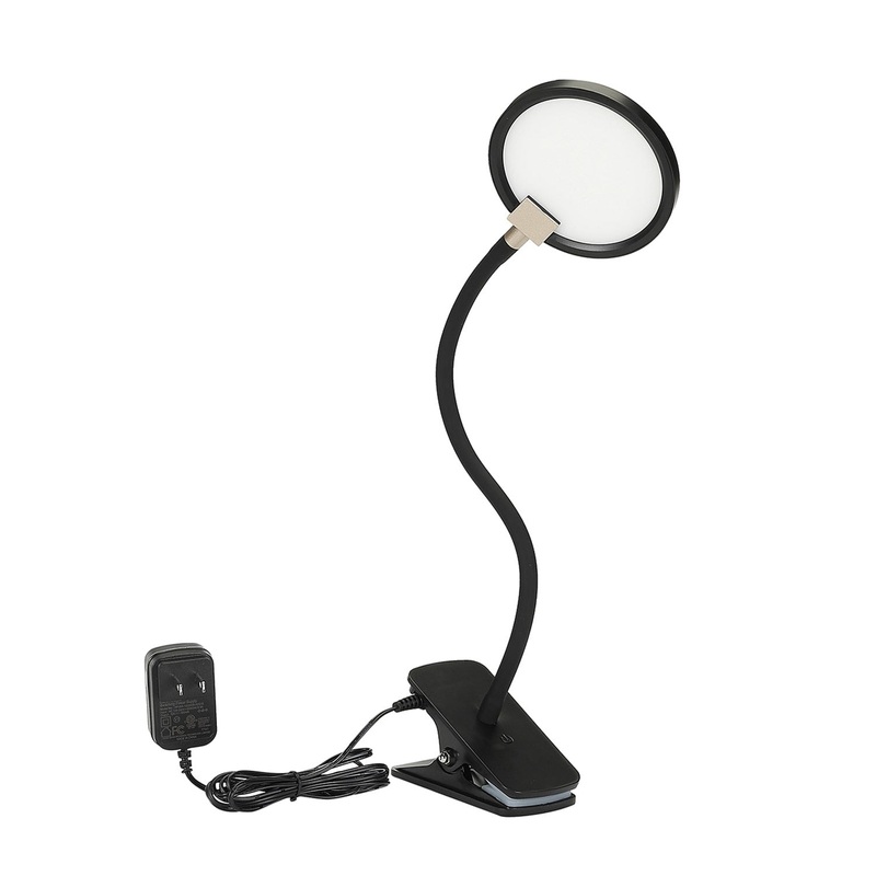 Gooseneck LED Desk Lamp with Clamp,Silicone Swing Clip Table Lamp,6500K Daylight,Any-Angle Flexible Adjustable - Black