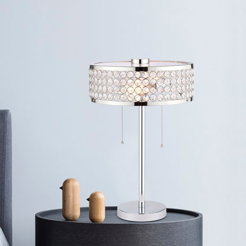 Julianna 12 Inch Glam Crystal Pull Chains Table Lamp 2-Light - N/A