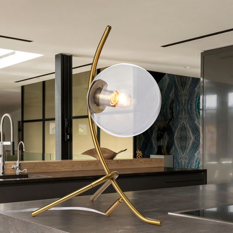 Martina 8 Inch Modern Bronze Glass Shade Table Lamp 1-Light - N/A