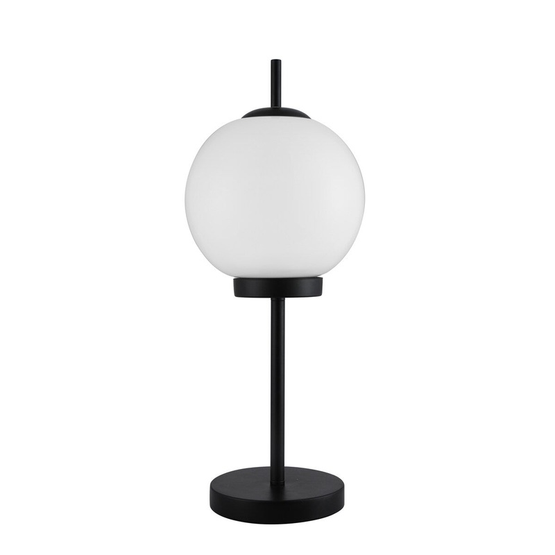 Metal 20" Table Lamp With Glass Milky Color Shade 20.0"H - 7.5" x 7.5" x 20.0"