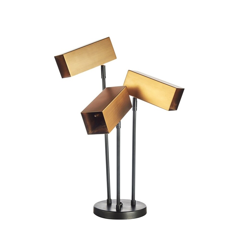 Metal 3-Head Desk Lamp, Bronze, 22"