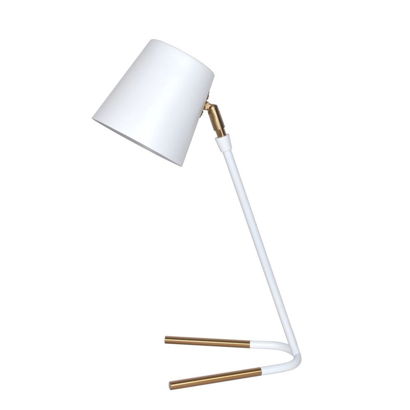 Metal Desk Lamp, Matte White, 19"